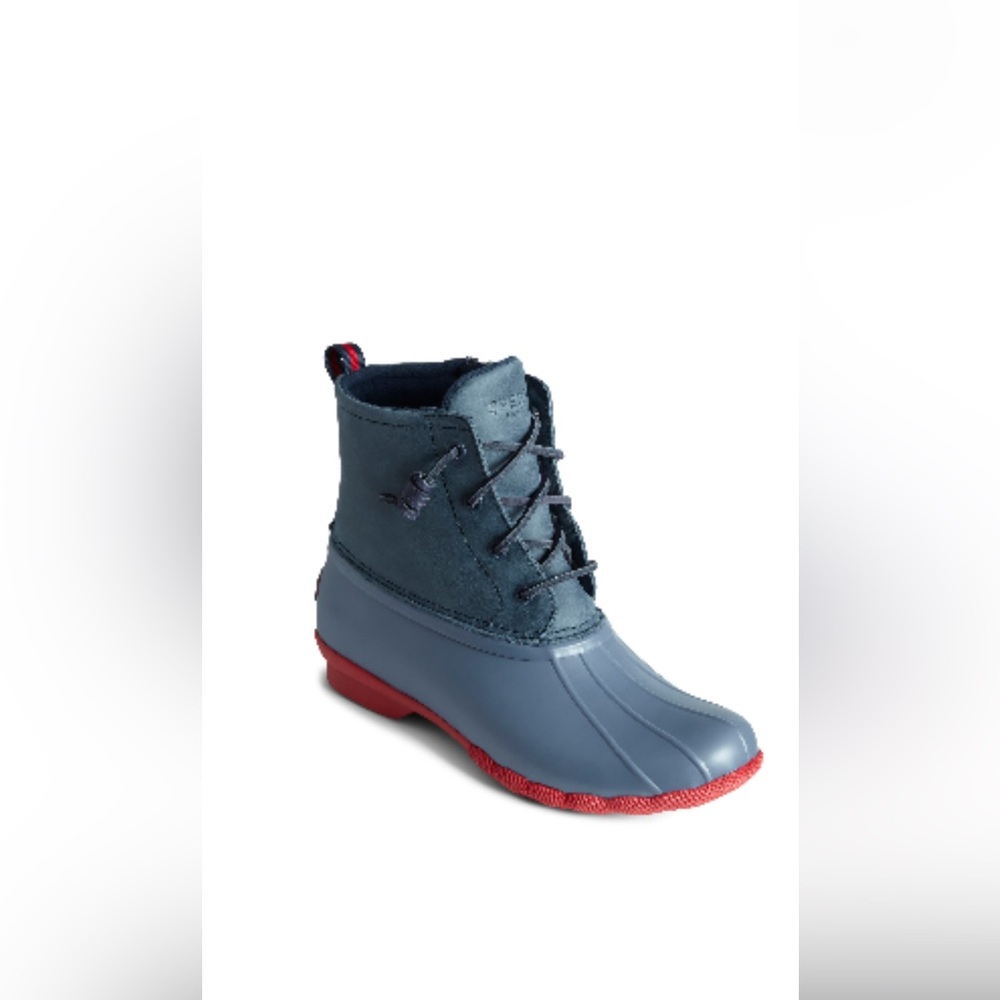 Sperry Top Sider, Sperry Saltwater Waterproof Rain Boot (Navy/Red Leather)